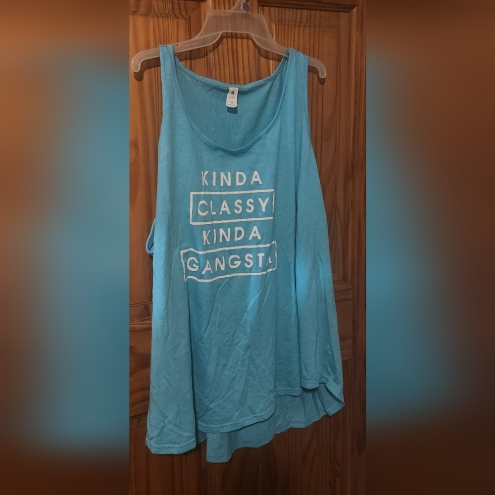 Trendy Blue Graphic Tank Top